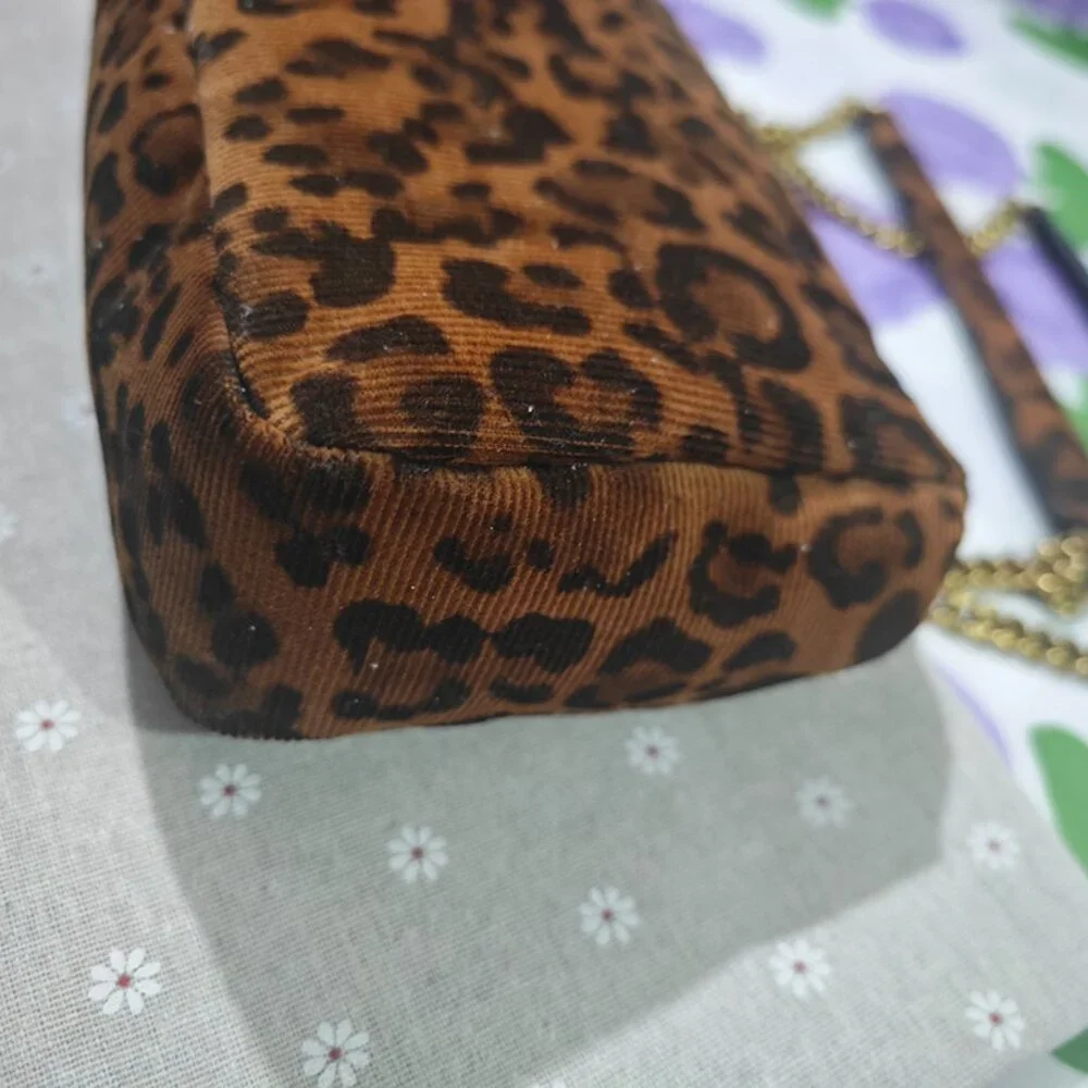 Saint Laurent Leopard Print Corduroy Chain Bag - Picture 8 of 13